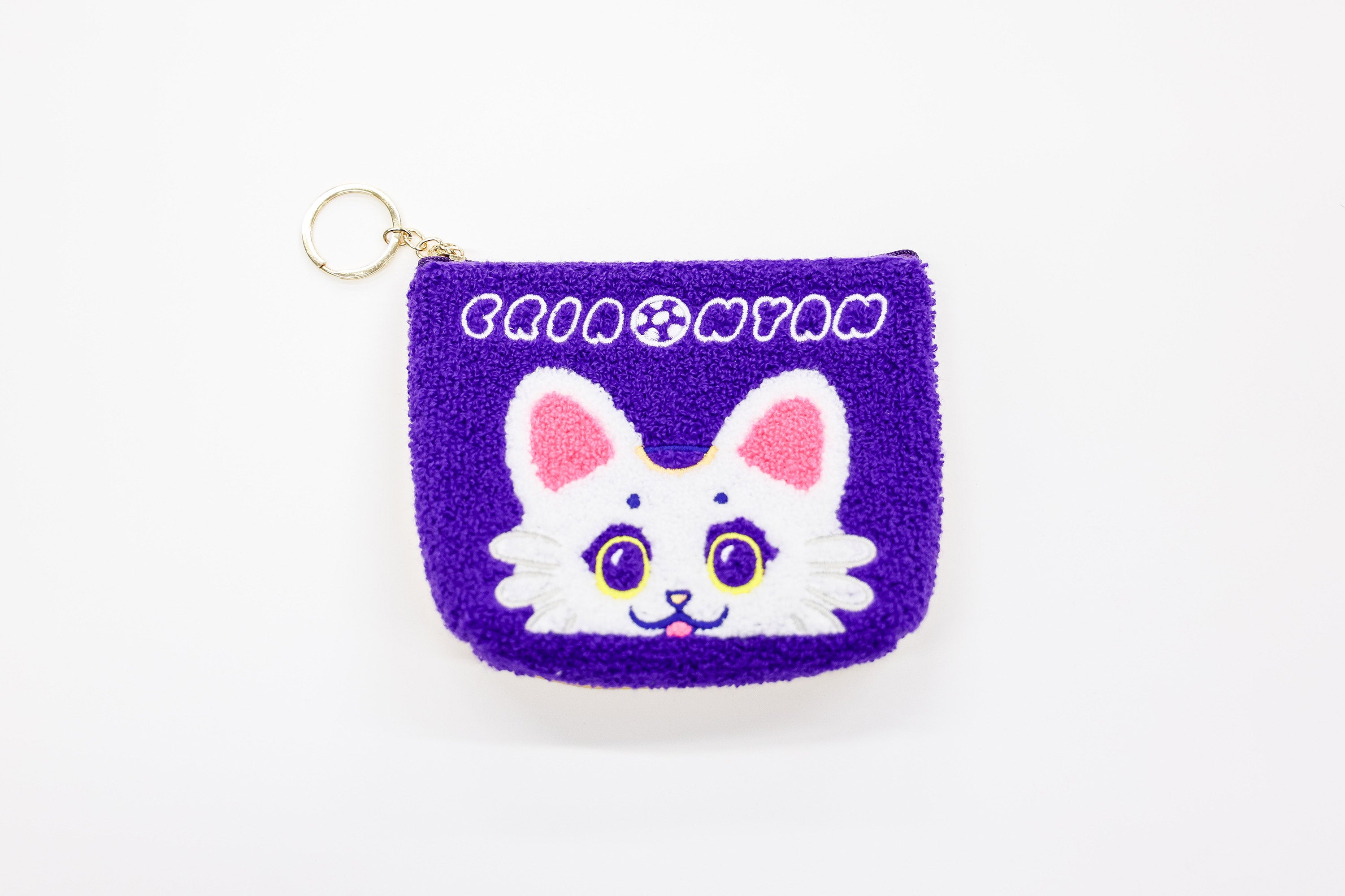 Chenille Embroidery Mini Pouch (Clear Nyan)